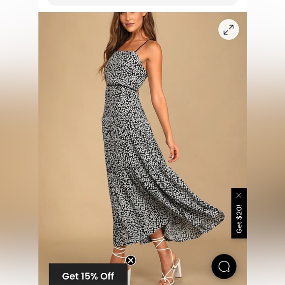 Lulu's Kind Heart Black Floral Print Tiered Lace-Up Midi Dress - Picture 8 of 10